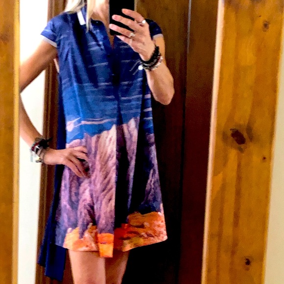 Super cute new hi lo glam graphic dress - boutique designer - Picture 1 of 12